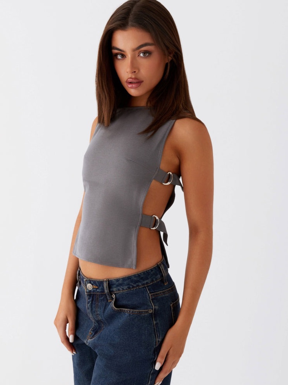 Peppermayo Cherish You Buckle Top - Charcoal (US 4)